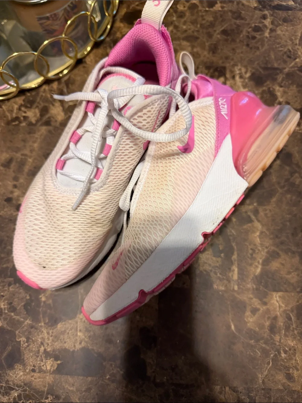 Nike Pink and White Mesh Air Max Style Sneakers